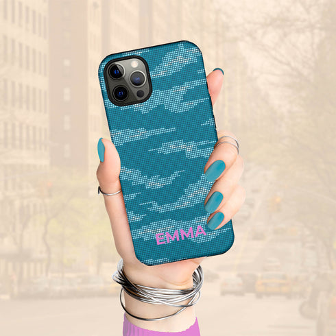 Digital Camo Custom Name Women's iPhone Case